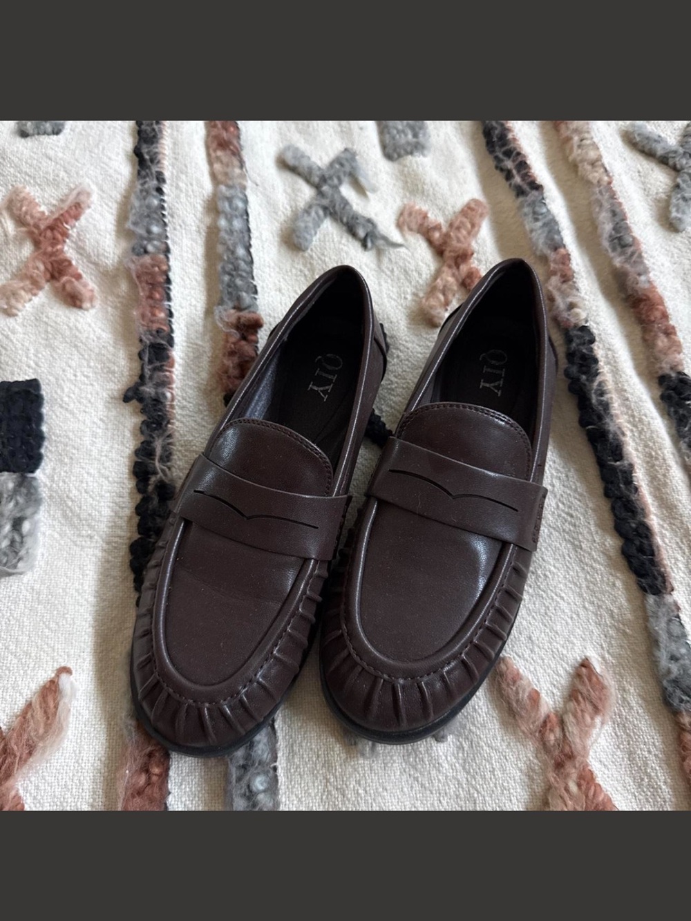 Qi Brown Faux Leather Penny Loafers